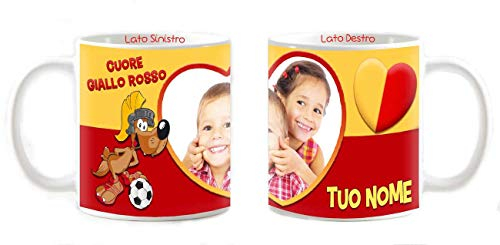csm informatica Tazza Mug gadget comatibile per tifoso giallorosso, serie adatta a roma nel cuore personalizzabile Cuore Giallo rosso tuo Nome Cuore