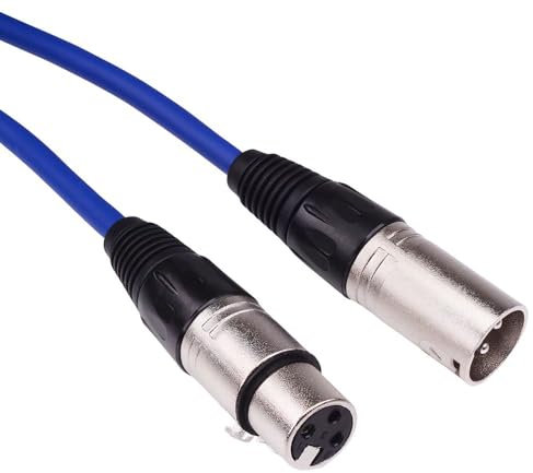 Switch Electronics Coloured Male XLR to Female XLR Microphone Lead Extension Cable (4m, Blue)