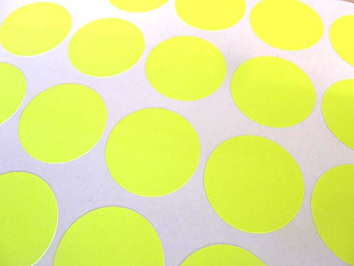 Minilabel Hell Fluoreszierende Neon Gelb Papier Sticker, 25mm 1 inch Kreise, 70 Etiketten, Selbstklebende Rund Rund Klebeetiketten