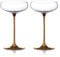 DIAMANTE Champagne, Cocktail or Prosecco Coupes/Saucer Glasses Pair 'Elegance' with Gold Stem