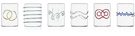 Ichendorf Milano Set di 6 Bicchieri Acqua, Collezione Decò Arlecchino, 30 cl, Vetro Borosilicato, Fatto a Mano