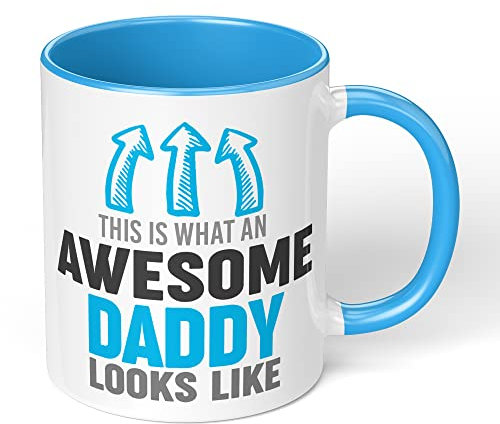 Print Maniacs Personalised Fathers Day Mug Gift Dad Christmas Birthday Awesome Dad Grandad (Blue Fill and Handle, Daddy)
