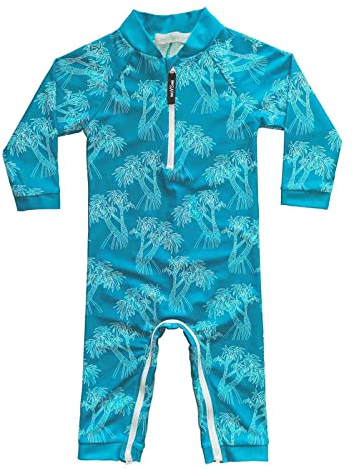 weVSwe Maillot de Bain Protection Solaire pour bébé Enfant en Bas âge avec Entrejambe Fermeture éclair Arbre Bleu Paon Maillot de Bain 12-18 Mois