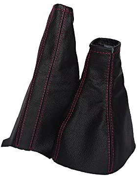 The Tuning-Shop Ltd Schaltsack Handbremsmanschette kompatibel mit Opel Corsa C Leder verschiedene Naht Farbe wählbar (rote Naht)