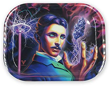 Tesla High Voltage Rolling Tray small - Drehtablett/Mischeschale/Bröselschale/Rolltablett/Drehunterlage - 18 x 14 x 1,5 cm