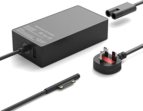 65W Surface Pro Charger Compatible with Microsoft Surface Pro Laptop Charger UK, Surface Pro 8/X/7/6/5/4/3, Surface Go 1/2/3/4, Surface Book 1/2, Windows Surface Laptop Charger