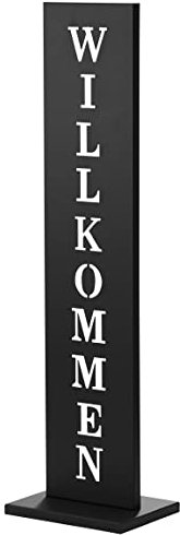 AMARE Standschild Willkommen 20 x 15 x 72 cm, Schwarz
