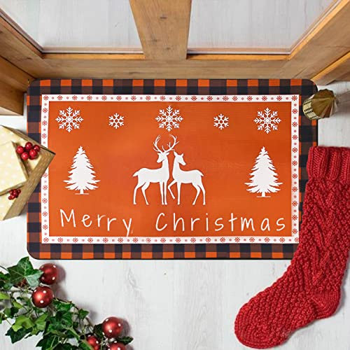 Felpudo de Navidad Alfombras Antideslizante Absorbente Felpudo Decorativo para Puerta Feliz Navidad Estampada para Entrada Sala de Estar Dormitorio Baño Salón Cocina Interior Exterior Decor,80x50cm