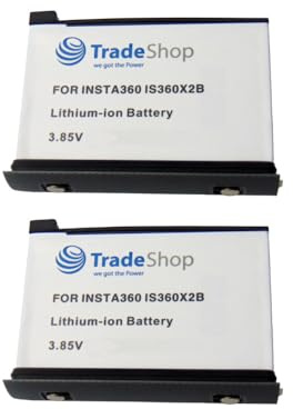 2X Trade-Shop Li-Ion Akku 3,85V / 1800mAh kompatibel mit Insta360 ONE X2 ersetzt IS360X2B Actionkamera 360° Kamera Actioncam