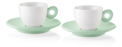 Guzzini - EVERYDAY Lot de 2 tasses à café avec soucoupe - Vert mauve - 081700243