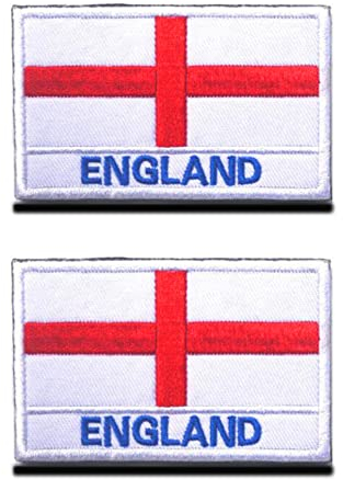 Zcketo 2 PCS United Kingdom British Union UK England English Patch Hook and Loop Embroidered National Emblem Patch for Football Billiards Clothes Jersey Backpack Caps Travel Tactical