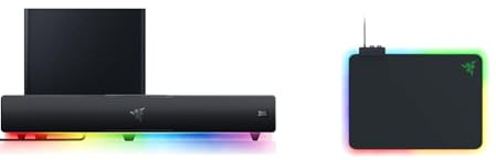 Razer Leviathan V2 - Barre de Son avec Caisson de Basses Noir & Firefly V2 - Tapis de Souris de Jeu avec Surface microtexturée et éclairage Chroma RGB Noir