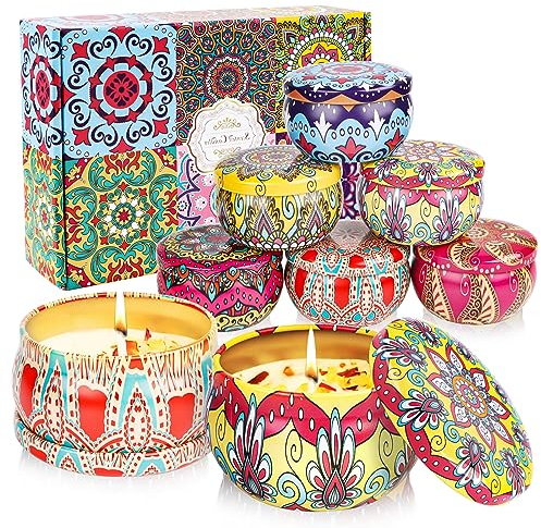 Encuryna Duftkerzen Geschenkset, 6 Stück Natürliches Sojawachs Aromatherapie Kerzen Geschenke für Frauen, Kleine Geschenkset Duftkerzen Set Kerzen Deko Geschenke für Weihnachten Geburtstag Bad Yoga