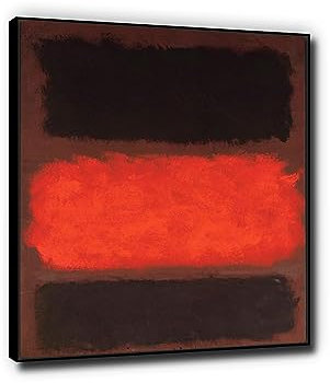 Phyrek123 Mark Rothko Gemälde Untitled (Black, Red, Black on Brown) Abstrakte Kunstdrucke Poster Bereit zum Aufhängen Berühmte Bilder auf Leinwand Rothko Leinwand Wandkunst 70x91cm Schwarz gerahmt