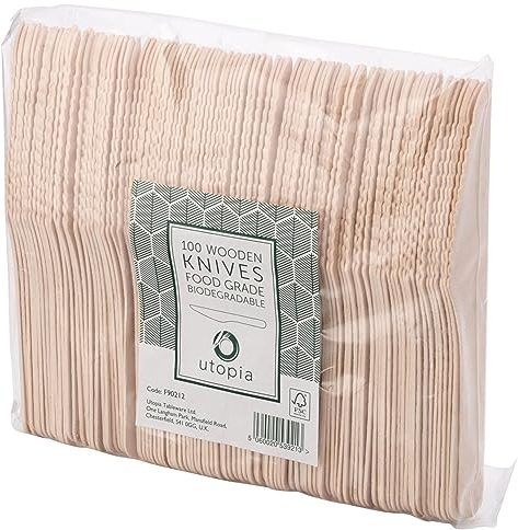 Utopia Lot de 100 couteaux en bois de bouleau 16 cm F90212-000000-B01010