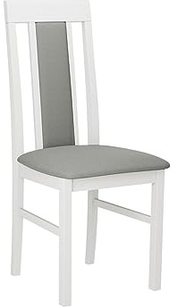 Mirjan24 Esszimmerstuhl Zefir II, Rahmen aus lackiertem Buchenholz, Gepolsterte Sitzfläche aus Stoff, B:43 x H:96 x T:48 cm, Stuhl für Arbeitszimmer, Esszimmer, Küchenstuhl (Weiß/Hygge 91)