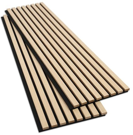 Bobobier Wood Slat Wall Panel,2 Pack 3D Acoustic Wood Wall Panels,47.2” x 12.8” Wood Slat Acoustic Panels for Interior Wall Decorative,Living Room,Bedroom,Kitchen - Natural Oak