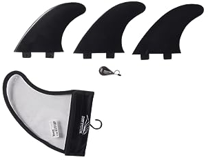 SURF SYSTEM Kunststoffflosse 3er Set Finnen Aufbewahrungstasche FCS kompatibel Schlüssel 3 weiche biegsame Kunststoffflossen Schrauben - ideal für Schaumstoff-Surfboards