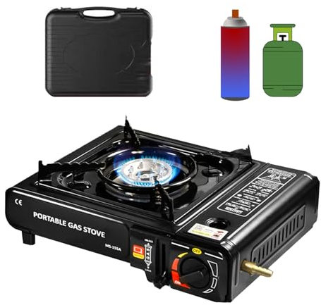 kiskick Hornillo de butano de 2900 W, hornillo de gas para camping y barbacoa, resistente a altas temperaturas, para cocinar al aire libre y uso en viajes, modelo B