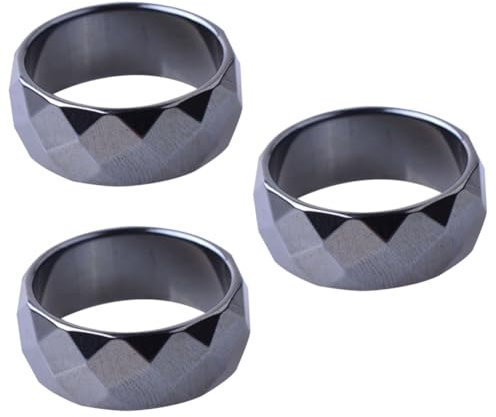 CALLARON 3 Stk Keramikring magnetischer Hämatit Meteorit Bandring Partyring Moderinge Herrenringe Ringe für Schmuck Meteoritenringe für und Frauen