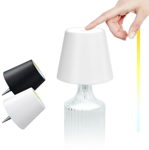 M A N T A LED Akku Flaschenleuchte TOUCH 15 cm - Kabellos - Dimmbar - Farbtemperatur einstellbar - für Garten Esstisch Schlafzimmer Balkon Hotel (Weiß)