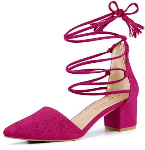 Allegra K Escarpins à lacets à bout pointu pour femmes, rose vif, 38 EU