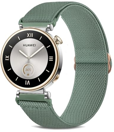 TUCOMO Kompatibel mit Huawei Watch GT 4 41mm / Watch GT 5 41m Armband, 18mm Elastische Nylon Loop Dehnbare Ersatzband für Huawei Watch GT 4 41mm Herren Damen