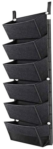 Hanging Grow Bags 6 Pockets Planting Bag Vertical Garden Wall Planter Waterproof Plant Grow Bags Wall Mounted Fabric Plant Pots for Balcony Black.