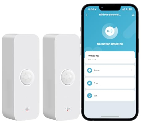 WiFi Motion Sensor: Smart Motion Sensor with App Notifications, Wireless Contact Sensor for Smart Home Automation, Works with Alexa Echo (2 Pack)