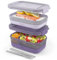 Ello 2-Pack Bento Box Lunch Stack Plastic Food Storage Container | Leak-Proof Locking Plastic Lids | Silicone Base | BPA-Free | Freezer Microwave and Dishwasher Safe | Wisteria