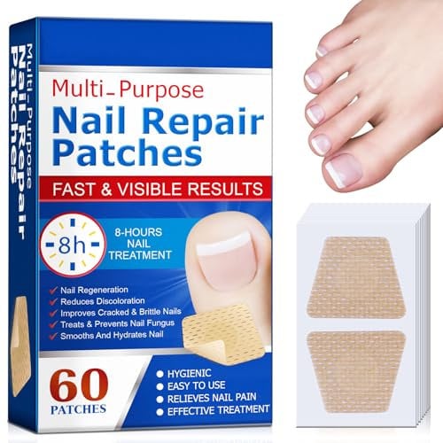 Fungal Nail Treatment,60PCS Nail Repair Patches Toe Nail Treatment Extra Strong 8 Hour Overnight Nail Repair Restores Nails