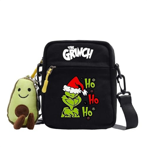 Molinter Grinch Umhängetasche Weihnachts Tasche Cartoon Leinentasche Kinder Reisetasche Schultertasche Für Studenten (Stil 7)