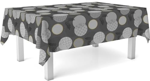 ECOMMERC3 Wachstuchtischdecke abwaschbar rechteckig 240x140 cm Lens Schwarz | Für das Essen mit der ganzen Familie, abwaschbar, ohne Waschmaschine oder Bügeleisen, 90 % PVC und 10 % Polypropylen