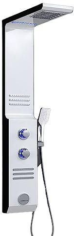 Shower System, Integrated Shower Set, Wall-Mounted Bathroom Shower, with Hand Shower, LED Ambient Light, 4-Position Adjustment (White)