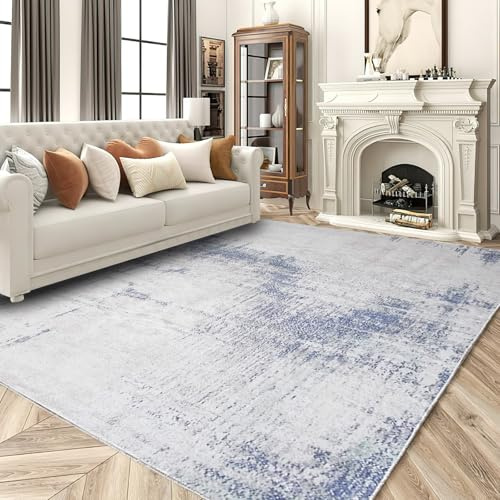 Cinknots Teppich Wohnzimmer Outdoor Teppich,Waschbar Weiche rutschfeste,Moderner Abstrakte Teppiche Passend für Wohnzimmer,Schlafzimmer und terrasse,Blau/Grau/Multi,200 x 300 cm