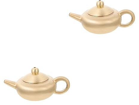 Amosfun 2 Pièces Théière En Laiton Décorations De Voiture Petit Décor De Théière Vintage Mini Ornement Décor De De Poche Décor De Table Fleurie Décor De