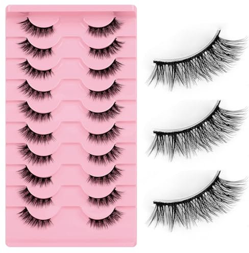 10 Paia Ciglia Finte Artificiali 3D, Ciglia Finte Naturali, Ciglia Finte Cat Eye Ricce D Curl Ciglia Finte con Volume Naturale Ciglia Cat Eye Ciglia, Ciglia Russe 3D