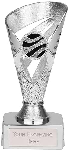 TROPHIESPLUSMEDALS Personalised Silver Trophy Cup - 15cm | Small 6 Award Winner Trophies for Kids School & Adult Sports Reward | Includes Free Metal Plate Engraving | Voyager Collection