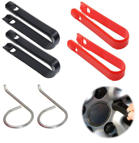 MEXRUMI 6 Pièces Outil Demontage pour Couvre-Écrous，Écrou De Roue Décapant du Couvercle du Capuchon De Boulon De Roue，Voiture Couvre L'Outil D'Extraction，Extracteur De Pincettes pour Couvre Écrous
