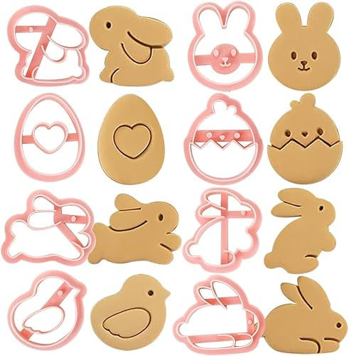 Oster-Ausstechformen-Set, 3D-Kunststoff-Ostereier-Set, 3d Dreidimensionale Keksform Ostern, DIY-Backen Kunststoff Ausstechformen (E)