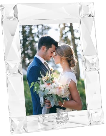 kitCom Kristall-Bilderrahmen, 12,7 x 17,8 cm, funkelnd, für Heimdekoration, Hochzeitsrahmen, Tischdekoration, Display-Foto, 12,7 x 17,8 cm, mit Geschenkbox