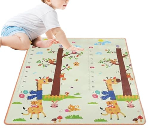 Yabauuop Spielteppich - Waschbarer Kindergarten Teppich,Beidseitige Interaktive Matte für Spielzeit in Kindergarten und Zuhause mit Krabbelübungen und Sinnesaktivitäten für Innen