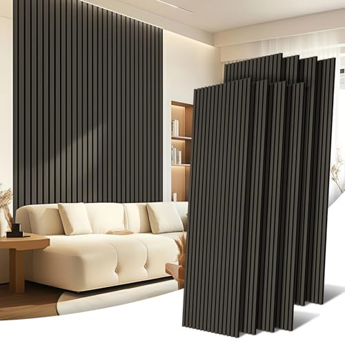 AKK-STAR Akustikpaneele Holz - 11,52 m² (8 Stück 240x60cm) | Schalldämmung, Akustikverbesserung für Studios, Büros, Heimkinos | Holz Wandpaneele & Wanddekoration (Eiche Grau 7#)