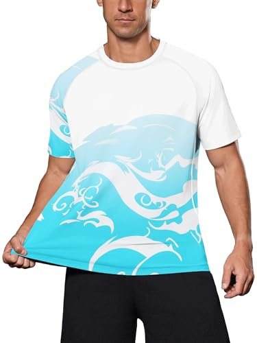 DMVOD Men's UPF 50+ Sun Protection Rash Guard Short Sleeve T-Shirt - Quick Dry UV Swim Top for Surfing, Swimming & Gym