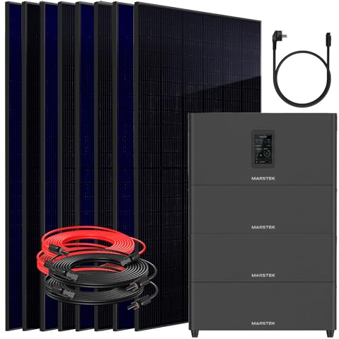 SUNNIVA® 3680W Balkonkraftwerk mit 10,24 kWh Speicher MARSTEK Jupiter C + Plus, BIFAZIAL FULLBLACK komplett Steckdose, PV Solaranlage Komplettset mit Solarspeicher, 8x 460W N-Type Glas-Glas Bifacial