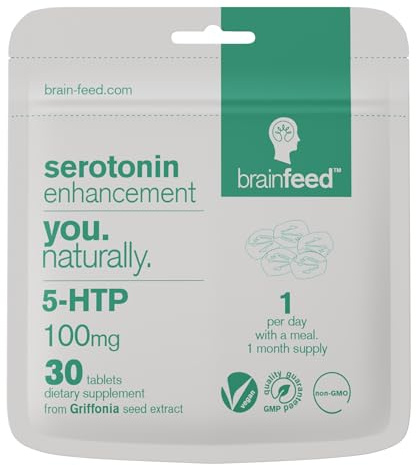 5HTP Serotonin Supplement (30) High Strength Natural 100mg 5 HTP | 1-A-Day | Serotonin Enhancement | 99% 5-HTP 100mg Extracted from Griffonia Seed | 1-Month Supply