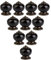 Creatwls Lot de 10 boutons de meuble vintage en céramique et porcelaine Noir