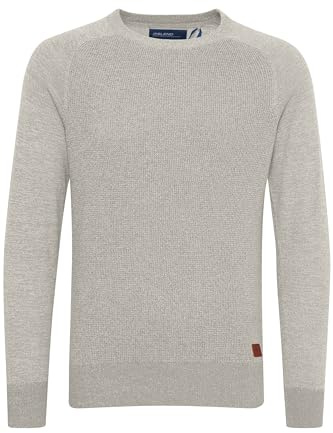 Blend Gandolf Herren Strickpullover Feinstrick Pullover Mit Rundhals Und Melierung Aus 100% Baumwolle, Größe:S, Farbe:Stone Mix (70813)