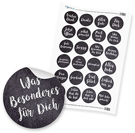 24 x itenga Sticker Aufkleber Etikett „Sprüche Vintage Papier Dunkel“ unlackiert (Motiv 72)