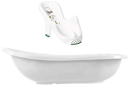 Funny Farm blanc Baignoire bébé XXL 100 cm avec bouchon + siège de baignoire